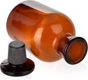 Botella de Reactivo de Vidrio Ámbar para Laboratorio, con Tapón de Vidrio, Boca Estrecha Plana, Varios Tamaños: 30ml, 60ml, 125ml, 250ml, 500ml, 1000ml, Ámbar y Transparente - Product Image 2