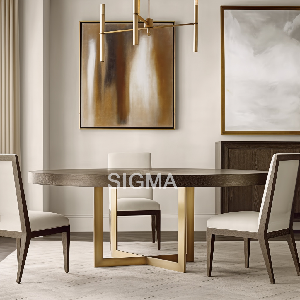 Modern Solid Wood Dining Table Round Oak Table Dining Room Furniture