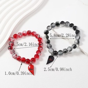 Bracelets magnétiques en forme de cœur pour couples, cadeaux de la Saint-Valentin pour les amoureux, bracelets assortis en cristal perlé en forme de cœur - Product Image 5