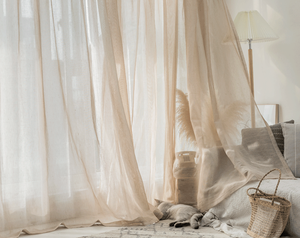 Vente en gros Hôtel Beige lin <span class=keywords><strong>Tulle</strong></span> rideaux rideaux, personnalisé prêt à l'emploi lin transparent Cortinas - Product Image 2