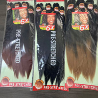 Extensiones de Cabello Sintético para Trenzas Africanas, Pre-estiradas, 52 Pulgadas, 420g, 6X, Precio al por Mayor