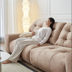 أريكة فاخرة بأسلوب فرنسي عتيق مع أزرار سحب وقماش مصقول لغرفة المعيشة، طقم أريكة مستقيمة مريحة - Product Image 2