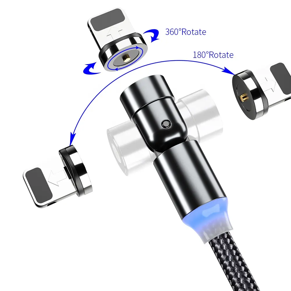 3 in 1 540 Magnetic Micro USB Cable For iPhone Samsung Android Mobile Phone Fast Charging USB Type C Cable Magnet Charger Wire C