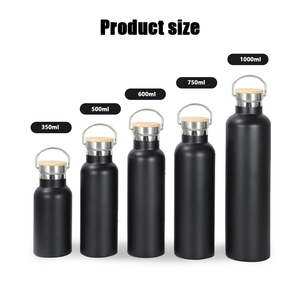 Bouteille d'eau en acier inoxydable 304 certifiée LFGB, double paroi sous vide, avec couvercle en bambou, durable et zéro déchet, 500 ml et 1000 ml, vente en gros - Product Image 6
