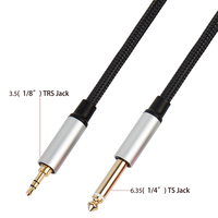 Câble adaptateur audio Yinyu AC062MB 3,5 mm vers 1/4 pouce TS, nylon tressé, stéréo vers mono pour amplificateur de guitare, mixeur
