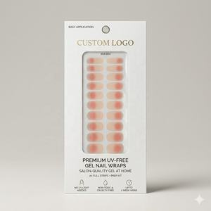 Envolturas de Uñas de Gel con Purpurina Dorado Champán, 20 Tiras, Caja de Lujo Mate, Acabado Profesional de Salón sin UV, Uñas Postizas a Presión, Venta al por Mayor - Product Image 1