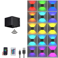 Applique murale LED à détecteur de mouvement, contrôlable par application à distance, intensité variable, cube lumineux RGB rechargeable, lampe de chevet sans fil, veilleuse