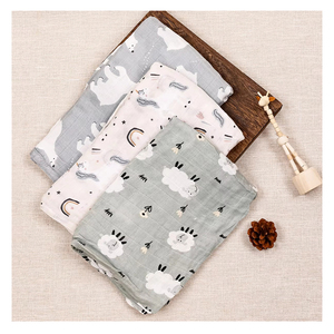 כותנה אורגנית במבוק רכה לנשימה עטיפת חבילות לתינוק יילוד שמיכות קבלה לעטוף שמיכת חבילת מוסלין לתינוק - Product Image 1