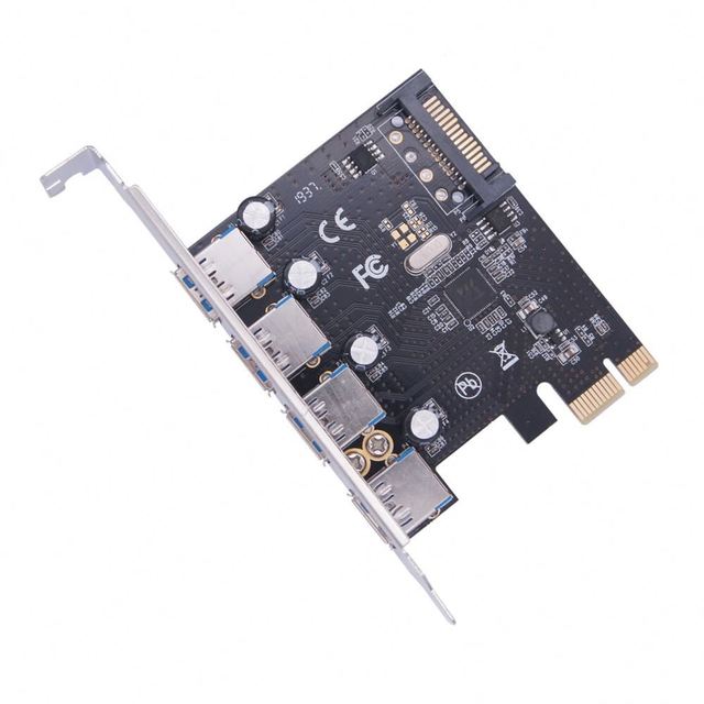 15 Pin Sata Powered PCI-E USB3.0 External 4 Port Desktop Expansion Card