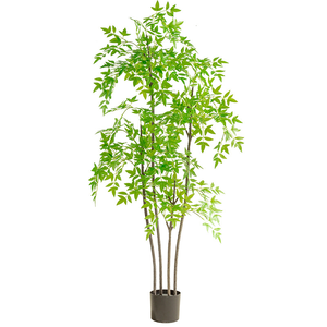 Árbol Artificial de Nandina Domestica, Maceta Grande, Bambú Sagrado Nórdico, Follaje Artificial para Decoración de Interiores, Hogar, Oficina, Jardín, 210 cm - Product Image 1