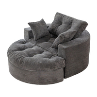 Fauteuil paresseux rond en velours côtelé, surdimensionné, pour se prélasser, idéal pour le salon ou la chambre à coucher
