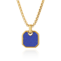 Collier pendentif carré en acier inoxydable Offre Spéciale avec pierre naturelle colorée plaqué or argent or pour les fêtes chaîne incluse