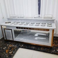 Réfrigérateur de présentation de condiments pour hot pot et malatang à refroidissement direct de 1,8 m avec 3 étagères, table de buffet 2-8 places