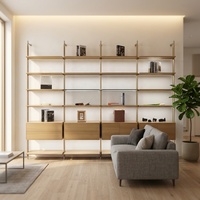 Système d'étagères modulaires haut de gamme sur pied avec éclairage LED intégré et armoires de rangement