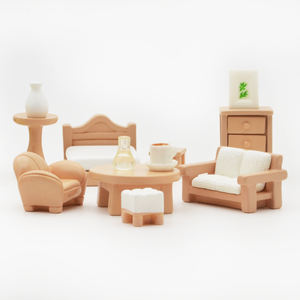Juguetes de simulación para preescolares: Muebles de casa de muñecas en miniatura de madera, resina y plástico, color rosa, DIY - Product Image 1