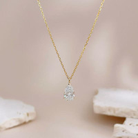 Collane con Pendente a Goccia Minimalista in Oro 18K con Diamanti Coltivati in Laboratorio, Collane Delicate alla Moda, Gioielli con Ciondoli a Catena di Diamanti da Donna