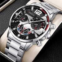 GENEVA S02068 Ensemble de montre à quartz pour homme 4 pièces avec bague, collier et bracelet
