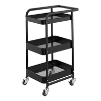 Chariot utilitaire compact personnalisé à 3 niveaux pour la livraison de nourriture, les salons de beauté, les hôtels, la cuisine et le rangement des courses