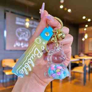 Creative Oil <b>Bubble</b> Bead Unicorn Quicksand Bottle Keychain Cartoon <b>Floating</b> Liquid Key Chain - Product Image 4