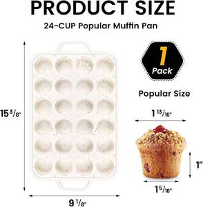 MUYULINS - Molde para Hornear Mini Pasteles y Muffins de Silicona, Color Beige, 24 Cavidades, Antiadherente, Libre de BPA, con Marco Reforzado de Metal, Certificado LFGB - Product Image 5