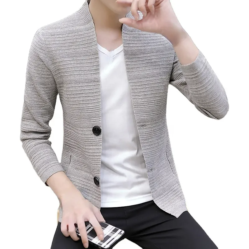 Knitted Cardigan Men's V-neck Wear Lightweight Fashionable Casual Sweater 2023 Wool Thin Coat Large Size Jacket