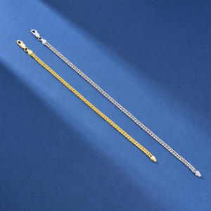 Bracelet chaîne <span class=keywords><strong>Chopin</strong></span> en argent sterling 925 italien fait à la main 3mm 18cm-22cm or 2024 mode bricolage bijoux fins diamant femmes hommes - Product Image 2