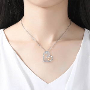 Nuova Collana con Cuore e Rosa '<span class=keywords><strong>Ti</strong></span> <span class=keywords><strong>Amo</strong></span> per Sempre' con Zirconi in Lega di Zinco per Donne e Unisex, Regalo per San Valentino e Feste - Product Image 6
