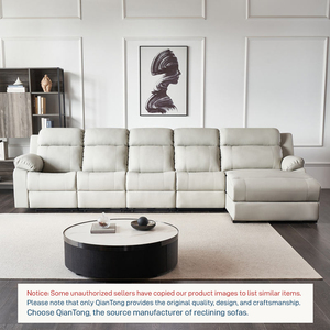 Divano Smart in Pelle di Vacchetta Moderno, Divano Angolare a L per Home Theater e Soggiorno, Divano Reclinabile in Pelle di <span class=keywords><strong>Prima</strong></span> Qualità - Product Image 2