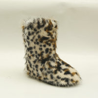 bottes en fausse fourrure rose à pois 	   Bottes en fourrure pour femmes, bottes d'hiver pour la neige, bottes en fourrure d'hiver pour femmes