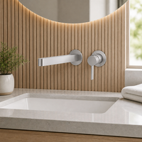 Robinet de lavabo mural en acier inoxydable 304, robinet de salle de bain sans plomb, finition brossée, pour hôtel