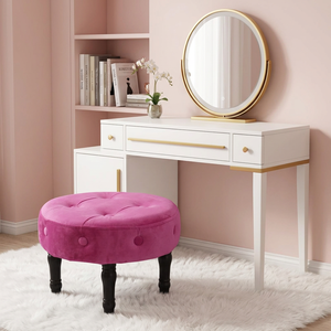 Modern, Portable Velvet <strong>Footstool</strong> with a Removable <strong>Cover</strong>, Perfect for the Bedroom - Product Image 5