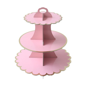 Supporto per torta in cartone a 3 livelli di carta per dolci rotondi per Cupcake a torre supporto per pasticceria usa e getta per esposizione di Dessert per feste di compleanno - Product Image 4