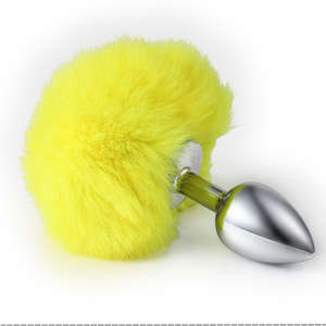 Lapin boule ronde <span class=keywords><strong>Plug</strong></span> Anal multicolore queue de lapin en peluche fourrure floue godemichet Anal métal Anal Sex Toy - Product Image 4