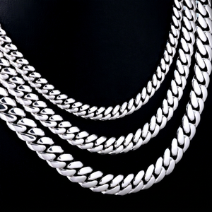 Collar de Cadena de Cuerda Chapada en Oro de 18k y Plata de Ley 925 para Hombre, Estilo Hip Hop, Cadena Cubana - Product Image 1