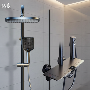 Yake Volledig Koperen Thermostatische Digitale Display Douchemixer Slimme Piano Sleutel Multifunctionele Messing Badkamerkraan - Product Image 1