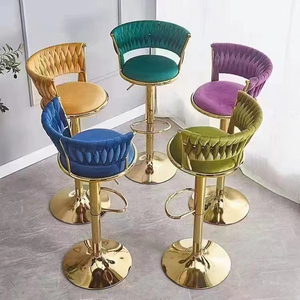 Ghế Bar Bắc Âu Cao Counter Đồ Nội Thất Vàng Kim Loại Nhung Trở Lại Sang Trọng Nhà Bếp Da Hiện Đại Cao Phân Thanh Ghế Cho Bàn Bar - Product Image 5