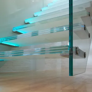 Özel özellikler delikli merdiven zemin 6Mm 7Mm 10 Mm12Mm kalınlığı lamine temperli sertleştirilmiş cam Panel