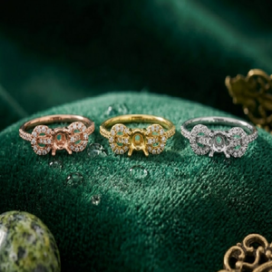 Chine Conception personnalisée de haute qualité 14k 585 or blanc véritable diamant taille brillant Solitaire semi-monture bague de fiançailles pour les femmes - Product Image 5
