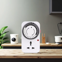 Minuteur mécanique universel 24 heures UE 220V 16A PC+ABS Écologique Multifonction Interrupteur de temporisation 3 broches pour appareils électroménagers