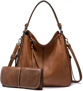 女性の合成皮革の財布バッグとハンドバッグタッセル付きの大きなホーボーの財布女性の財布ハンドバッグ