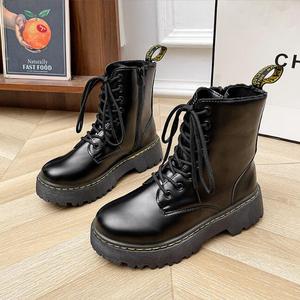 Bottines en cuir pour femmes, style punk, <span class=keywords><strong>mi</strong></span>-<span class=keywords><strong>mollet</strong></span>, <span class=keywords><strong>bottes</strong></span> à semelle épaisse tendance, bottines pour femmes automne/hiver - Product Image 3
