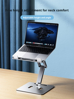 Alüminyum Alaşımlı Ayarlanabilir Döner Yükseklik Ayarlı Düz Tablet Standı, Yükseltilmiş Çalışma Duruşu için Katlanabilir Dizüstü Bilgisayar Desteği ile