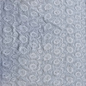 Tela de Algodón Peinado con <span class=keywords><strong>Bordado</strong></span> de Plumas de Pavo Real en 3D, Color Blanco 9088, Tela con Flecos y Recortes en Relieve para Vestidos y Blusas de Verano - Product Image 2