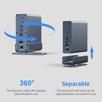 Adaptador USB C Hub 15 en 1 Tipo C 3.1 con Carga HD Power Delivery, Puerto Ethernet Gigabit RJ45, 3 Puertos USB 3.0, Estación de Acoplamiento