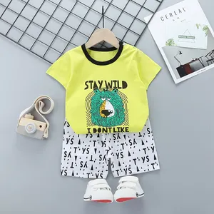 Ropa de verano para niños, camisetas con pantalones cortos, conjunto de camisa