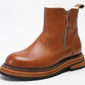 Autumn and Winter Snow <b>Boots</b> Genuine Leather Men's <b>Boots</b> Stylish Wool Outdoor Thick-Soled Non Slip <b>Boots</b> - Product Image 1