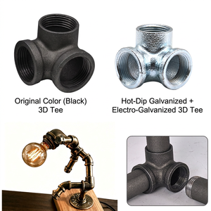 Accesorios para Soportes de Tuberías de Hierro, Conexiones de Tubería de Hierro Maleable Roscadas en 3D, Conexiones de Tubería Industriales Negras para Estilo Loft - Product Image 2