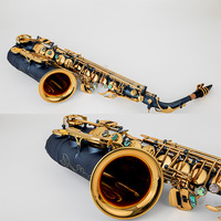 Brass Alto Saxophone Eb 20-Key Nickel-plated Frosted Blue Gold Bright Mouth High-grade Instrument Master Factory