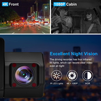Caméra embarquée intelligente 4K 2 canaux avec écran IPS de 2,45 pouces, WiFi et GPS, caméra de tableau de bord 4K avant et intérieure