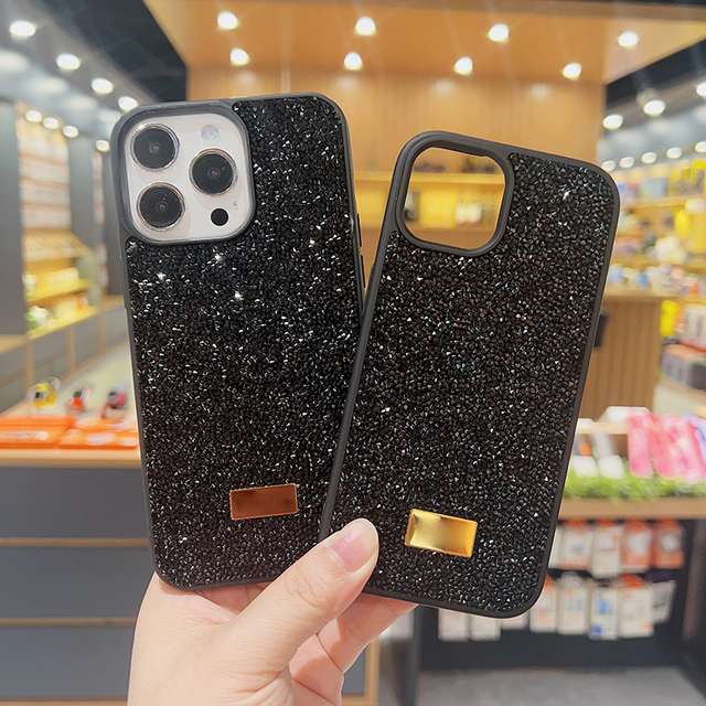 Black Glitter Mobile Phone Case for iphone 15 Pro Max Forros Para Celular Wholesale OEM LOGO Phone Cover